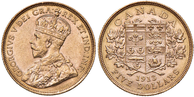 CANADA Giorgio V (1910-1936) 5 Dollari 1913 - KM 26 AU (g 8,34)
SPL/SPL+