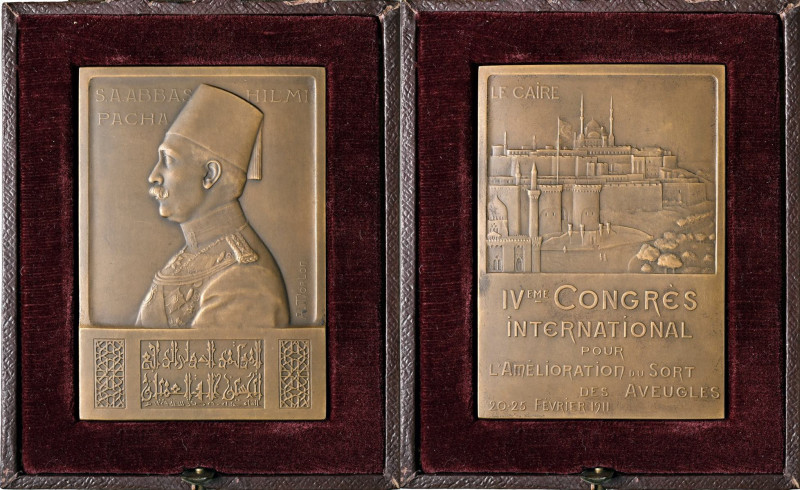 EGITTO Abbas Hilmi Pacha (1892-1914) Medaglia 1911 IV Congresso internazionale -...
