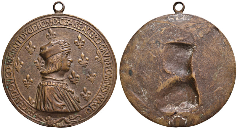 FRANCIA Luigi XII (1498-1515) Medaglia uniface - AE (g 199 - Ø 109 mm) Bella fus...