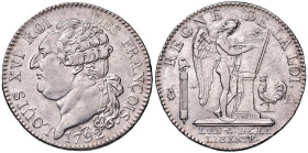FRANCIA Luigi XVI (1774-1792) Mezzo ecu 1792 an 4 A - Gad. 43 AG (g 14,77) Segni da contatto
SPL