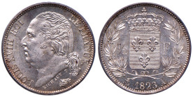 FRANCIA Luigi XVIII (1814-1824) Mezzo franco 1823 A - Gad. 401; KM 708.1 AG In slab PCGS MS65 cod. 1000672.65/21087189
MS 65