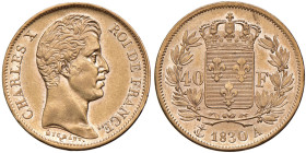 FRANCIA Carlo X (1824-1830) 40 Franchi 1830 A - KM 721.1 AU (g 12,90) Minimi colpetti al bordo
SPL