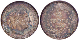FRANCIA Luigi Filippo I (1830-1848) Mezzo franco 1841 A - Gad. 408; KM 741.1 AG In slab NGC MS 65 cod. 167800-015
MS 65