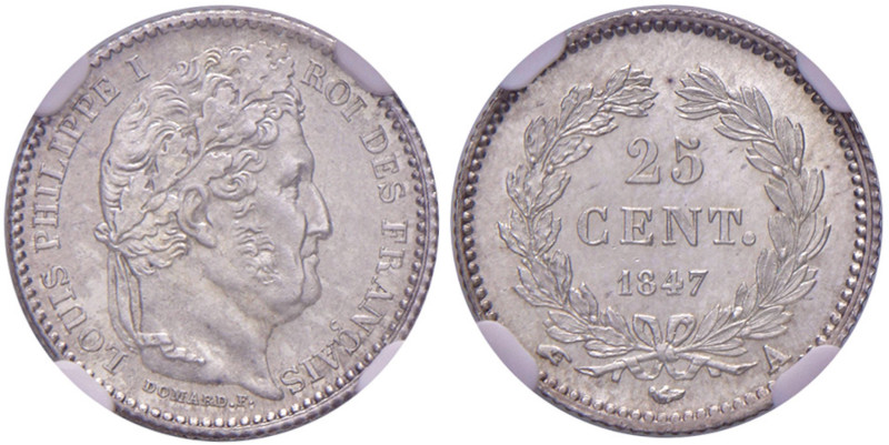 FRANCIA Luigi Filippo I (1830-1848) 25 Centimes 1847 A - Gad. 357; KM 755.1 AG I...