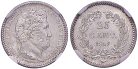 FRANCIA Luigi Filippo I (1830-1848) 25 Centimes 1847 A - Gad. 357; KM 755.1 AG In slab NGC MS 65 cod. 3234177-001
MS 65