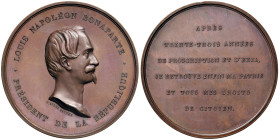 FRANCIA Medaglia 1848 Napoleone III Presidente della Repubblica - Opus: Brasseaux AE (g 133 - Ø 65 mm) Sul bordo (mano) e CUIVRE
FDC