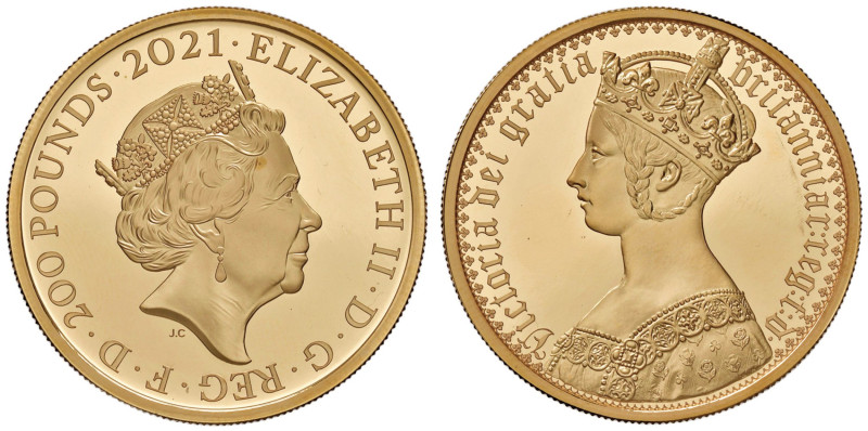INGHILTERRA Elisabetta II (1952-2022) 200 Sterline 2021 - Spink GE23 AU (g 62,36...