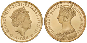 INGHILTERRA Elisabetta II (1952-2022) 200 Sterline 2021 - Spink GE23 AU (g 62,36) Busto gotico al R/
FS