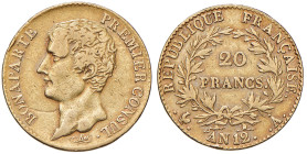 FRANCIA Napoleone (1804-1815) 20 Franchi AN 12 - KM 651 AU (g 6,38) Graffio al D/
qBB