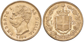 ITALIA REGNO D’ITALIA Umberto I (1878-1900) 20 Lire 1889 - Nomisma 987 AU R Minimi segnetti al D/
qFDC