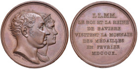 Medaglia 1810 Visita dei sovrani di Baviera alla Zecca di Parigi D/ Teste accollate a dx di Massimiliano I e di Carolina Federica Guglielmina di Baden...