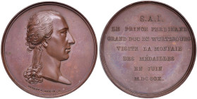 Medaglia 1810 Il Gran duca di Wurtzbourg visita la zecca di Parigi D/ Testa a dx di Ferdinando III di Toscana, gran duca di Wurtzbourg - R/ Legenda in...