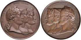 Medaglia 1810 Napoleone, Maria Luisa e il suocero Francesco II imperatore d’Austria - Opus: Gayrard - Bramsen 995 - AE (g 4,55 - Ø 51 mm) Rarissimo re...
