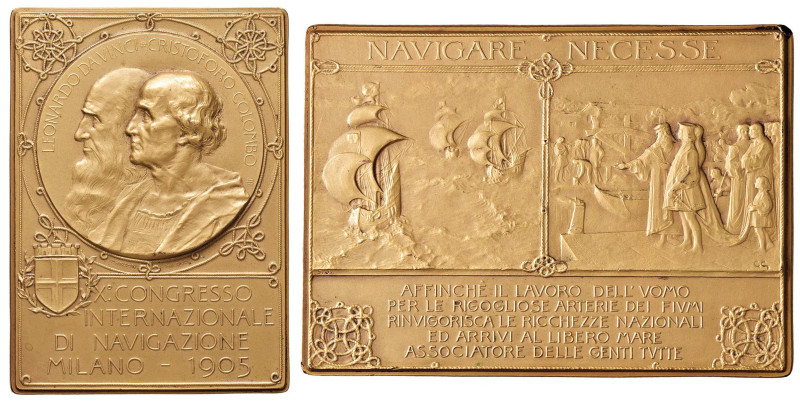 MILANO Placchetta 1905 X Congresso internazionale di Navigazione - Opus: Castigl...
