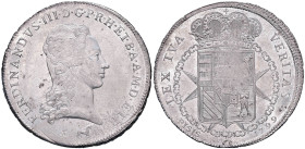 FIRENZE Ferdinando III (1790-1801) Francescone 1799 variante ETR - MIR 405/8 AG (g 27,21) R Striature di conio al D/, segnetti da pulizia
SPL+