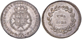 FIRENZE Carlo di Borbone (1803-1807) Lira 1803 - MIR 427 AG (g 3,85) R Conservazione eccezionale per questo tipo di moneta, delicata patina sui fondi ...