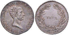 FIRENZE Ferdinando III (1814-1824) Lira 1823 - MIR 438/3 AG (g 3,90) Bellissima patina
SPL+