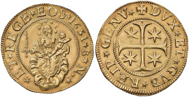 GENOVA Dogi biennali (1528-1797) Multiplo da 5 doppie o 10 Scudi in oro - MIR 257/14 AU (g 33,30) RRR Questo prestigioso multiplo d’oro fa parte di un...