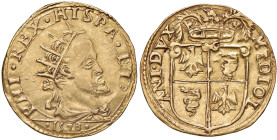 MILANO Filippo II (1556-1598) Doppia 1578 - MIR 301 AU (g 6,55) Screpolature al D/
BB/BB+