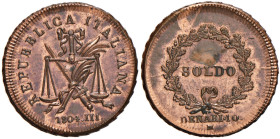 MILANO Repubblica italiana (1802-1805) Progetto del soldo 1804 A. III - Crippa 19; P.P. 461 CU (g 10,26) R Rame rosso
FDC