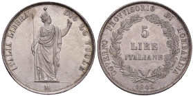 MILANO Governo Provvisorio (1848) 5 Lire 1848 Rami lunghi - Gig. 3e AG (g 25,00) RR Graffietti al D/
SPL+