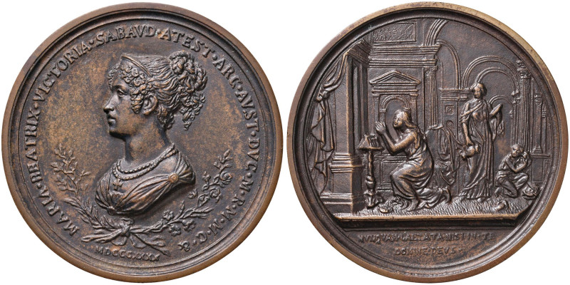 MODENA Francesco IV (1814-1846) Medaglia 1840 Morte della moglie Maria Beatrice ...