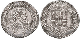 NAPOLI Carlo V (1516-1556) Mezzo ducato sigla IBR - cfr. Magliocca 31 AG (g 14,74) R Difetti di conio
BB+