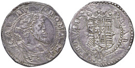 NAPOLI Carlo V (1516-1556) Mezzo ducato sigla IBR - cfr. Magliocca 31 AG (g 14,82) R Piccole screpolature. Variante con al R/ tre globetti sotto lo st...