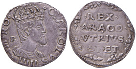 NAPOLI Carlo V (1516-1554) Carlino sigla R - Magliocca 55/1 AG (g 3,39) RR Con cartellino De Falco, qualche minimo graffietto ma bell’esemplare con pa...
