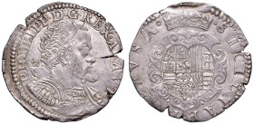 NAPOLI Filippo II (1554-1598) Mezzo ducato sigla IBR VP - Magliocca 28 AG (g 14,86) RR Usuali difetti di conio ma bellissimo esemplare
SPL+