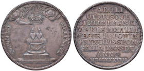 NAPOLI Carlo di Borbone (1734-1759) Medaglia 1738 Nozze di Carlo con Maria Amalia di Sassonia - Moneta medaglia coniata a Dresda - D’Auria 7; Nomisma ...