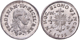 NAPOLI Ferdinando IV (1759-1816) Carlino 1791 - Nomisma 515 AG (g 2,25) R
FDC