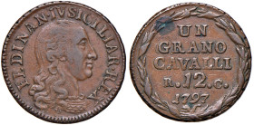 NAPOLI Ferdinando IV (1759-1816) Grano da 12 Cavalli 1797 lettere grandi - Nomisma 563 CU (g 6,07) R
BB+