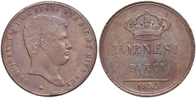 NAPOLI Ferdinando II (1830-1859) 10 Tornesi 1835 - Nomisma 1101 CU (g 34,11) Porosità al R/, qualche zona di rame rosso
SPL
