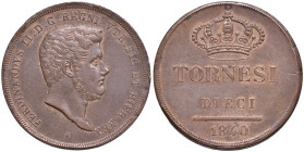 NAPOLI Ferdinando II (1830-1859) 10 Tornesi 1840 - Nomisma 1113 CU (g 30,19) Qualche zona di rame rosso
qSPL