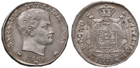 Napoleone (1805-1814) Milano - Lira 1808 Puntali aguzzi - Gig. 149 AG (g 5,00) Curioso esemplare con rara decentratura
qFDC