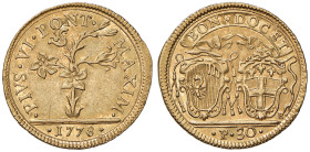 Pio VI (1775-1799) Bologna - Doppia 1778 - Munt. 175 AU (g 5,49) R Minima schiacciatura marginale
SPL/qFDC