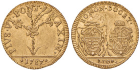 Pio VI (1775-1799) Bologna - Doppia 1787 - Munt. 181 AU (g 5,47) R Minimi segnetti da contatto ma bellissimo esemplare dai fondi brillanti
qFDC