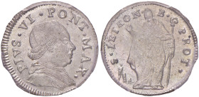 Pio VI (1775-1799) Bologna - Muraiola da 4 baiocchi senza data - Munt. 247 MI In slab PCGS MS64 cod. 688169.64/36352265. Conservazione eccezionale con...