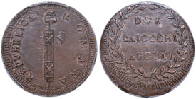 Repubblica romana (1798-1799) Ascoli - 2 Baiocchi - Bruni 1 AE R In slab PCGS MS64BN cod. 880487.64/17261418. E’ assolutamente da rimarcare l’eccezion...