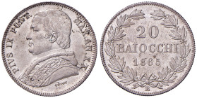 Pio IX (1846-1878) 20 Baiocchi 1865 A. XX - Nomisma 696 AG (g 5,34)
FDC