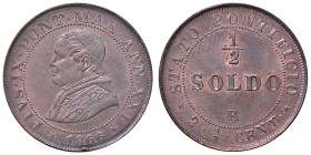 Pio IX (1846-1878) Mezzo soldo 1866 A. XXI - Nomisma 905 CU (g 2,50) Piccola screpolatura di conio al ciglio del D/ ma di conservazione eccezionale in...