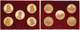 Giovanni XXIII (1958-1963) Serie delle medaglie annuali A. I - V - Opus: Giampaoli, Mistruzzi AU (g 71,01 + 67,47 + 68,01 + 68,00 + 68,93 - Ø 44 mm) L...