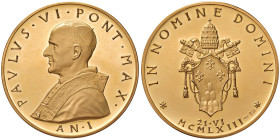 Paolo VI (1963-1978) Medaglia 1963 A. I Elevazione al pontificato - Opus. Giampaoli AU (g 58,16 - Ø 45 mm) Bordo lucidato, marcato 900
FDC