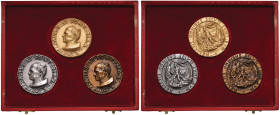 Paolo VI (1963-1978) Medaglia A. X - Opus: Alberti AU (g 88,23), AG (g 59,30) e AE (g 51,13 - Ø 45 mm) Lotto di tre medaglie in astuccio
FDC