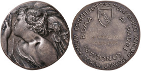 Paolo VI (1963-1978) Medaglia del Comune di Roma ai Padri conciliari - Opus: Greco AG (g 102 - Ø 51 mm) Marcato 800. Con dedica al centro ad Ambrogio ...