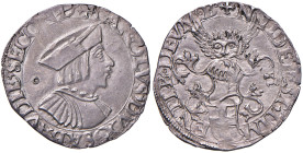 Carlo II (1504-1553) Mezzo testone sigla B (Bourg?) - MIR (nuova edizione) 417 var. AG (g 4,75) RRRR Nel MIR non sono menzionati esemplari che abbiano...
