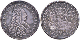 Carlo Emanuele III (1730-1773) Vecchia monetazione - Ottavo di scudo 1733 - Nomisma 22 AG (g 3,70) RRR Piccola screpolatura e minimi graffeitti al D/...