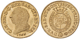 Carlo Emanuele III (1730-1773) Nuova monetazione - Doppia 1766 - Nomisma 122; MIR 943m AU (g 9,64) RR Conservazione eccezionale con fondi brillanti
q...