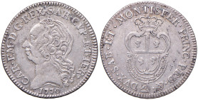 Carlo Emanuele III (1730-1773) Monetazione per la Sardegna - Quarto di scudo 1770 - Nomisma 250 AG (g 5,85) RR
BB